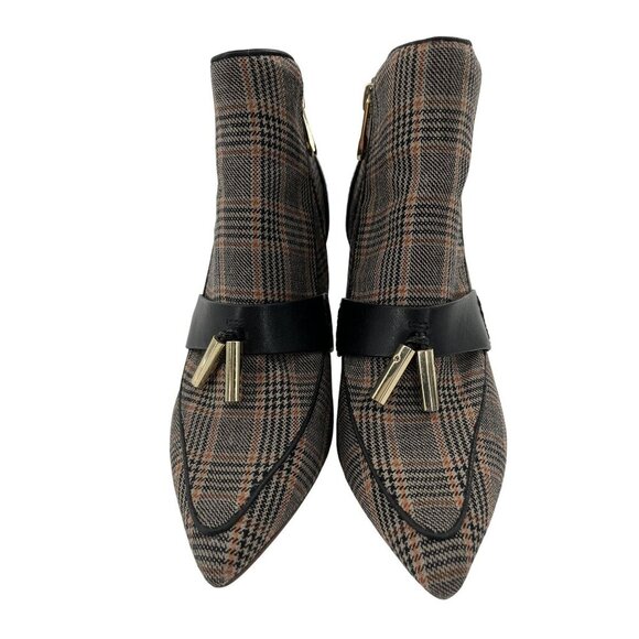 Louise Et Cie Shiro Womens Plaid Ankle Booties Tassel & Side Zipper Plaid/ Black - Picture 10 of 10